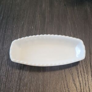 Vintage White Milk Glass 9 1/2" Relish Candy Butter dish